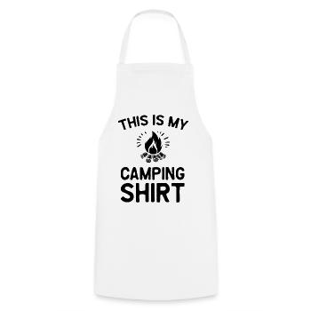 Ceci est ma chemise de camping - Tablier de cuisine - blanc - Devant - AI Model Male 185 dark (185cm)