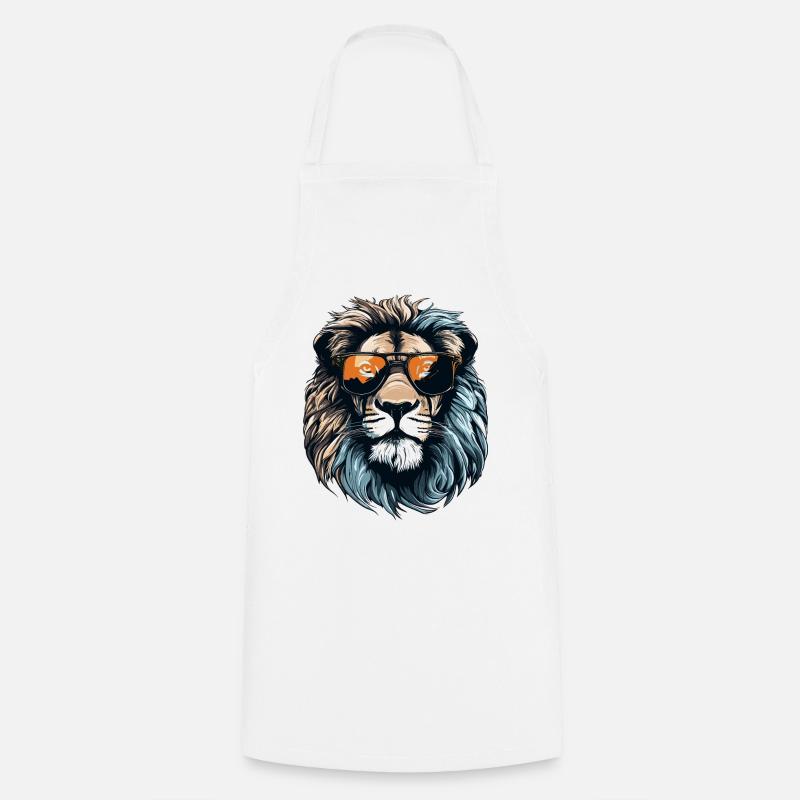 Lion avec lunettes de soleil - Tablier de cuisine - blanc