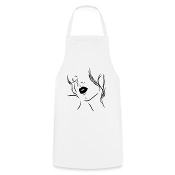 Feminine silhouette with sensual lips - Cooking Apron - white - Front - AI Model Male 185 dark (185cm)