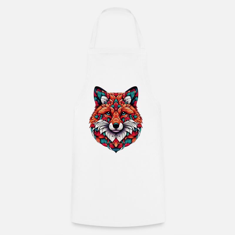 Fuchs mit Mandalas geschmückt - Kochschürze - Weiß