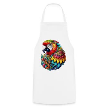 Perroquet décoré de Mandalas - Tablier de cuisine - blanc - Devant - AI Model Male 185 dark (185cm)