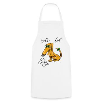 small dog with sunglasses, cool look - Cooking Apron - white - Front - AI Model Male 185 dark (185cm)