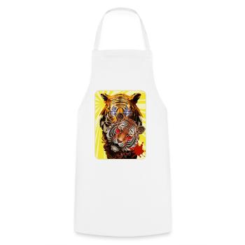 Tiger and lion - Cooking Apron - white - Front - AI Model Male 185 dark (185cm)