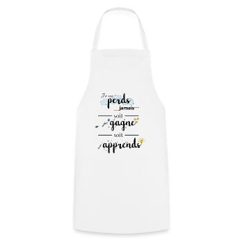 Citation : Je ne perds jamais - Tablier de cuisine - blanc - Devant - AI Model Male 185 dark (185cm)