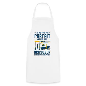Pas parfait mais bricoleur 4 - Tablier de cuisine - blanc - Devant - AI Model Male 185 dark (185cm)