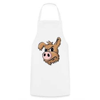 Pig dog skeptical - Cooking Apron - white - Front - AI Model Male 185 dark (185cm)