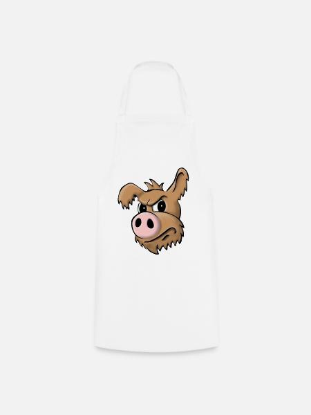 Chien cochon sceptique - Tablier de cuisine - blanc
