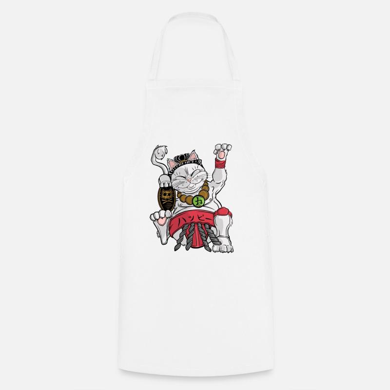 Maneki-neko Sumo - Cooking Apron - white