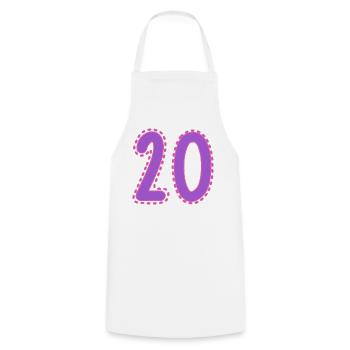 20. 20 ANS. 20e ANNIVERSAIRE. ANNIVERSAIRE 20 ANS. - Tablier de cuisine - blanc - Devant - AI Model Male 185 dark (185cm)