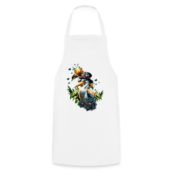 Pélican drôle avec chapeau steampunk - Tablier de cuisine - blanc - Devant - AI Model Male 185 dark (185cm)