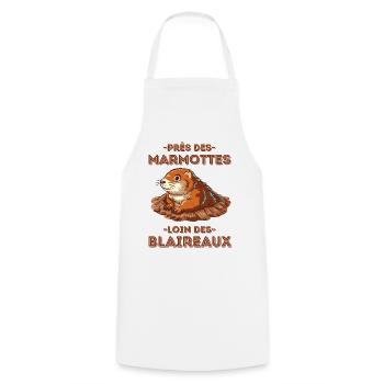 Humour marmotte randonnée - Tablier de cuisine - blanc - Devant - AI Model Male 185 dark (185cm)