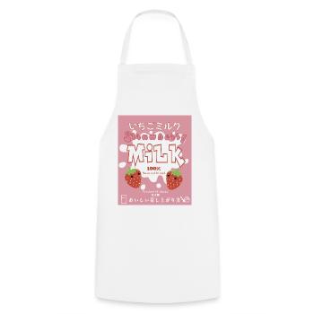 Lait de fraise japonais - Tablier de cuisine - blanc - Devant - AI Model Male 185 dark (185cm)