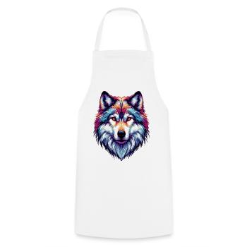 Wolf - Kochschürze - Weiß - Vorne - AI Model Male 185 dark (185cm)