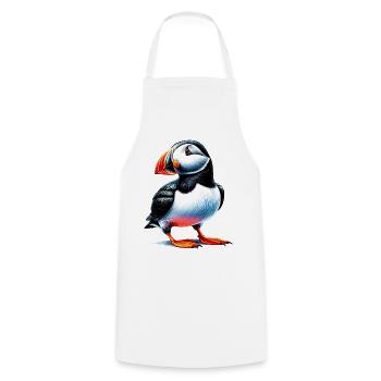 Papageitaucher - Kochschürze - Weiß - Vorne - AI Model Male 185 dark (185cm)