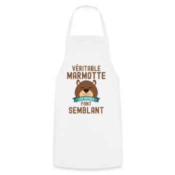 Marmotte forêt randonnée - Tablier de cuisine - blanc - Devant - AI Model Male 185 dark (185cm)