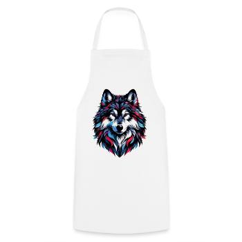 Wolf - Kochschürze - Weiß - Vorne - AI Model Male 185 dark (185cm)