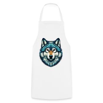 Wolf - Kochschürze - Weiß - Vorne - AI Model Male 185 dark (185cm)