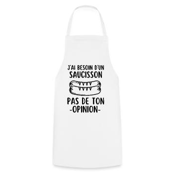Humour saucisson - Tablier de cuisine - blanc - Devant - AI Model Male 185 dark (185cm)