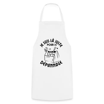 Je suis là juste pour le dépannage bricoleur - Tablier de cuisine - blanc - Devant - AI Model Male 185 dark (185cm)