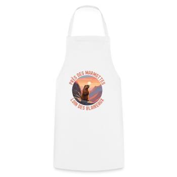 Marmotte coucher de soleil montagnes - Tablier de cuisine - blanc - Devant - AI Model Male 185 dark (185cm)