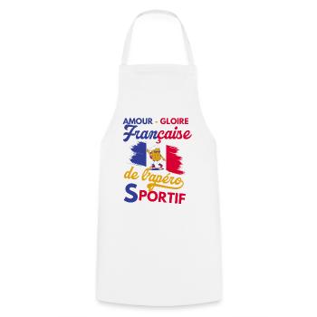 amour gloire française de l apéro sportif - Tablier de cuisine - blanc - Devant - AI Model Male 185 dark (185cm)