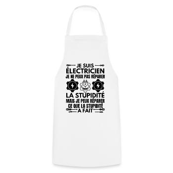 Humour électricien électrique - Tablier de cuisine - blanc - Devant - AI Model Male 185 dark (185cm)
