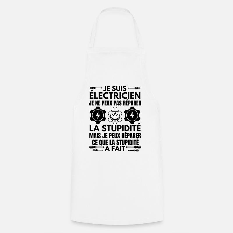 Humour électricien électrique - Tablier de cuisine - blanc