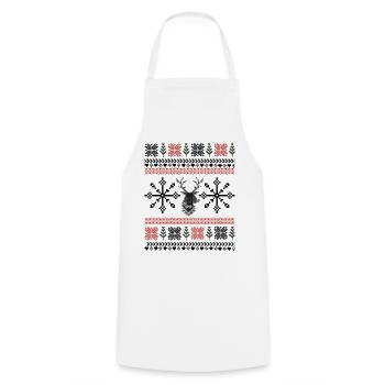 Motif Pixel Rétro Noël - Tablier de cuisine - blanc - Devant - AI Model Male 185 dark (185cm)