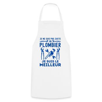 Meilleur plombier - Tablier de cuisine - blanc - Devant - AI Model Male 185 dark (185cm)