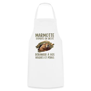 Marmotte experte en sieste ne pas déranger - Tablier de cuisine - blanc - Devant - AI Model Male 185 dark (185cm)