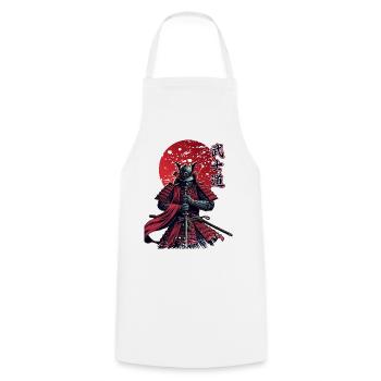Samurai Krieger Bushido | Klassisches Rot | Begrenzt - Kochschürze - Weiß - Vorne - AI Model Male 185 dark (185cm)