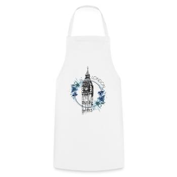 London Big Ben England Floral Line Art Art - Cooking Apron - white - Front - AI Model Male 185 dark (185cm)