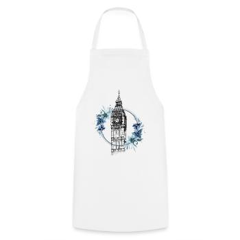 London Big Ben England Blumen Line Art Kunst - Kochschürze - Weiß - Vorne - AI Model Male 185 dark (185cm)