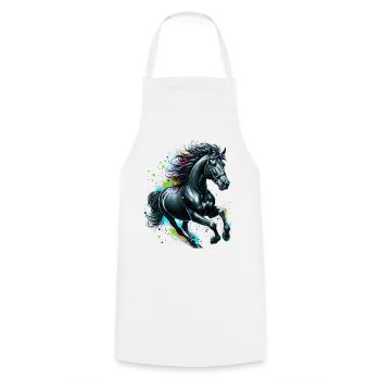 Pferd - Kochschürze - Weiß - Vorne - AI Model Male 185 dark (185cm)