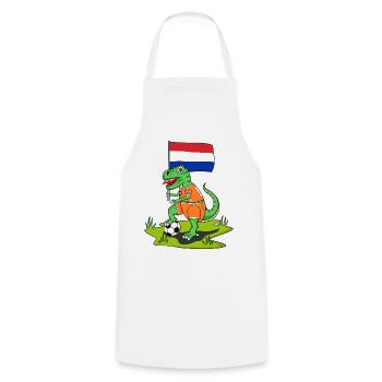 Hollande drapeau dinosaure rex football - Tablier de cuisine - blanc - Devant - AI Model Male 185 dark (185cm)