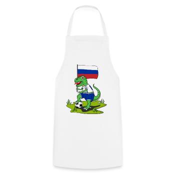 Drapeau de la Russie Dinosaure Rex Football - Tablier de cuisine - blanc - Devant - AI Model Male 185 dark (185cm)