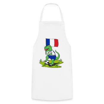 Frankreich Flagge Dinosaurier Rex Fußball  - Kochschürze - Weiß - Vorne - AI Model Male 185 dark (185cm)