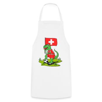 Schweiz Flagge Dinosaurier Rex Fußball  - Kochschürze - Weiß - Vorne - AI Model Male 185 dark (185cm)