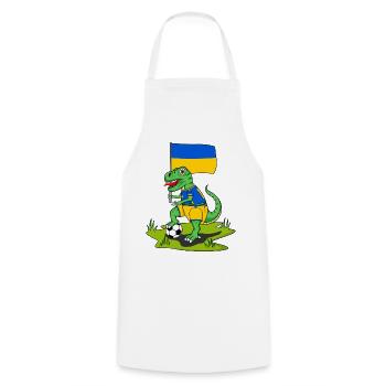 Ukraine Flag Dinosaur Rex Football - Cooking Apron - white - Front - AI Model Male 185 dark (185cm)