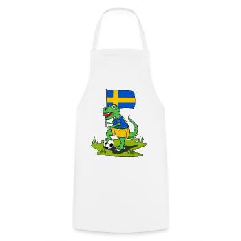 Drapeau de la Suède Dinosaure Rex Football - Tablier de cuisine - blanc - Devant - AI Model Male 185 dark (185cm)
