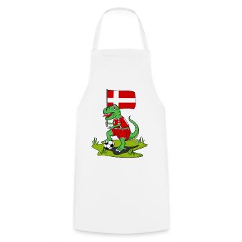 Drapeau du Danemark Dinosaure Rex Football - Tablier de cuisine - blanc - Devant - AI Model Male 185 dark (185cm)