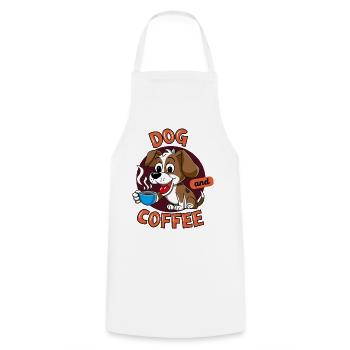 Hund&Kaffee - Kochschürze - Weiß - Vorne - AI Model Male 185 dark (185cm)