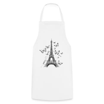 Paris Eiffelturm Frankreich Schmetterlinge Kunst - Kochschürze - Weiß - Vorne - AI Model Male 185 dark (185cm)