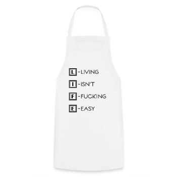 Leben / Life / Living isn't fucking easy - Cooking Apron - white - Front - AI Model Male 185 dark (185cm)