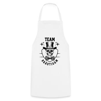 JGA Team Bräutigam Totenkopf Junggesellenabschied - Kochschürze - Weiß - Vorne - AI Model Male 185 dark (185cm)
