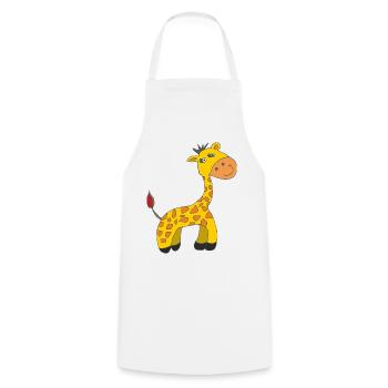 Charming Giraffe Caricature on Plush - Cooking Apron - white - Front - AI Model Male 185 dark (185cm)