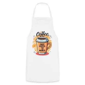 Motivational coffee mug with saying - Cooking Apron - white - Front - AI Model Male 185 dark (185cm)