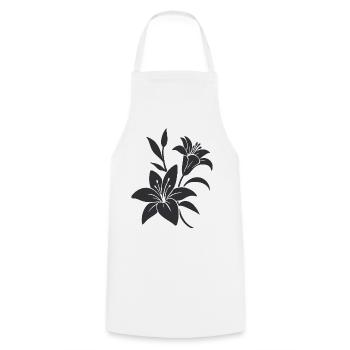 Elegante monochrome florale Illustration - Kochschürze - Weiß - Vorne - AI Model Male 185 dark (185cm)