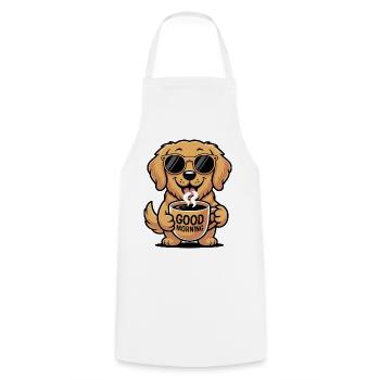 Golden Retriever Kaffeemorgen - Kochschürze - Weiß - Vorne - AI Model Male 185 dark (185cm)