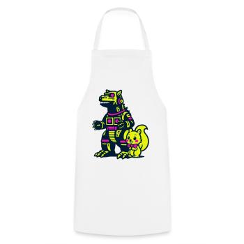 Mecha Dragon with Squirrel - Cooking Apron - white - Front - AI Model Male 185 dark (185cm)